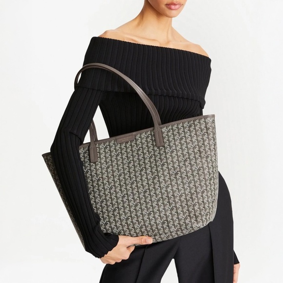 NWT Tory Burch Ever-Ready Tote Grey Zinc Logo Monogram - Picture 2 of 8